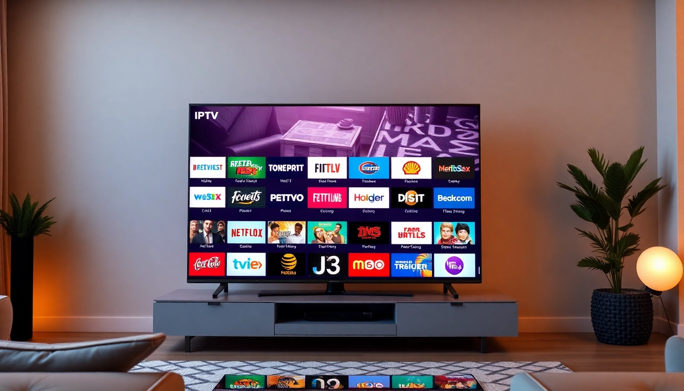 Explore abonnement iptv options showcased on a sleek TV in a cozy living room.