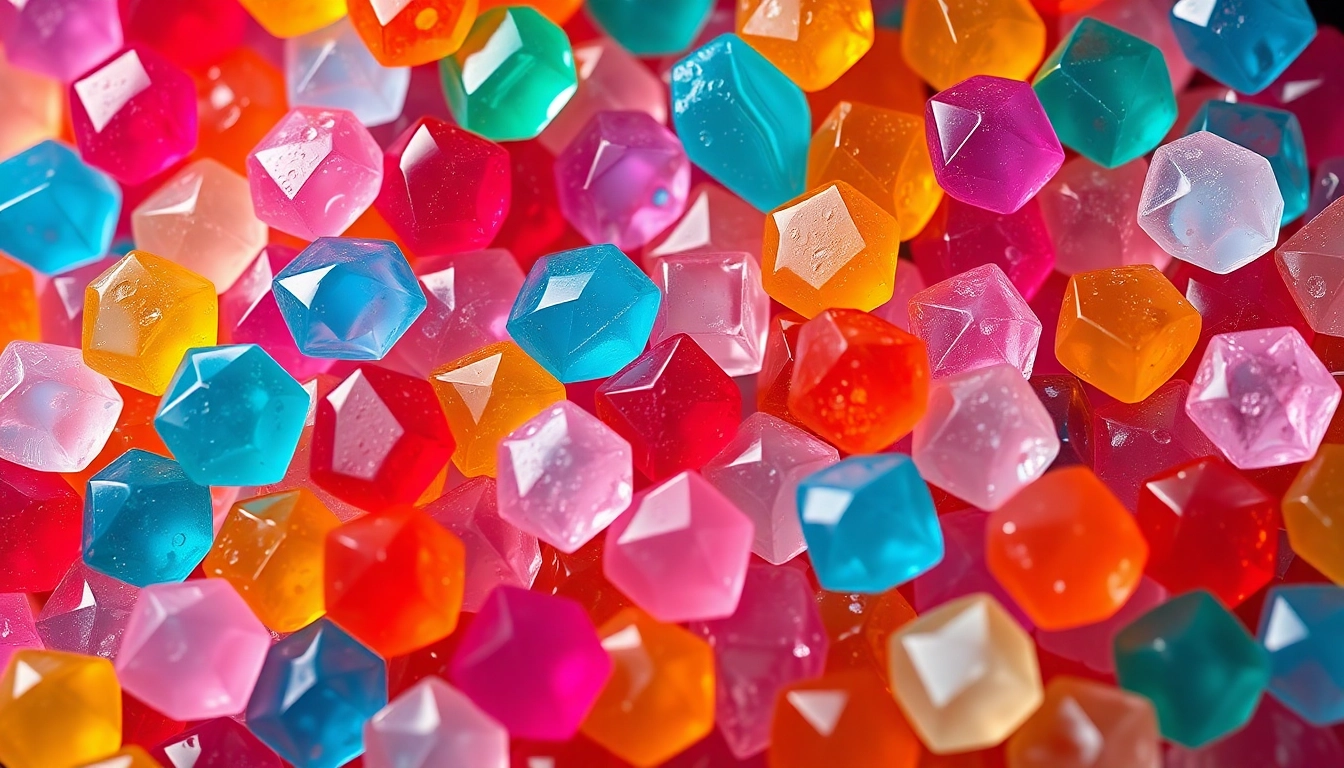 Indulge in Gemini Crystal Candy's vibrant and artfully crafted gem-shaped treats, showcasing unique flavors.