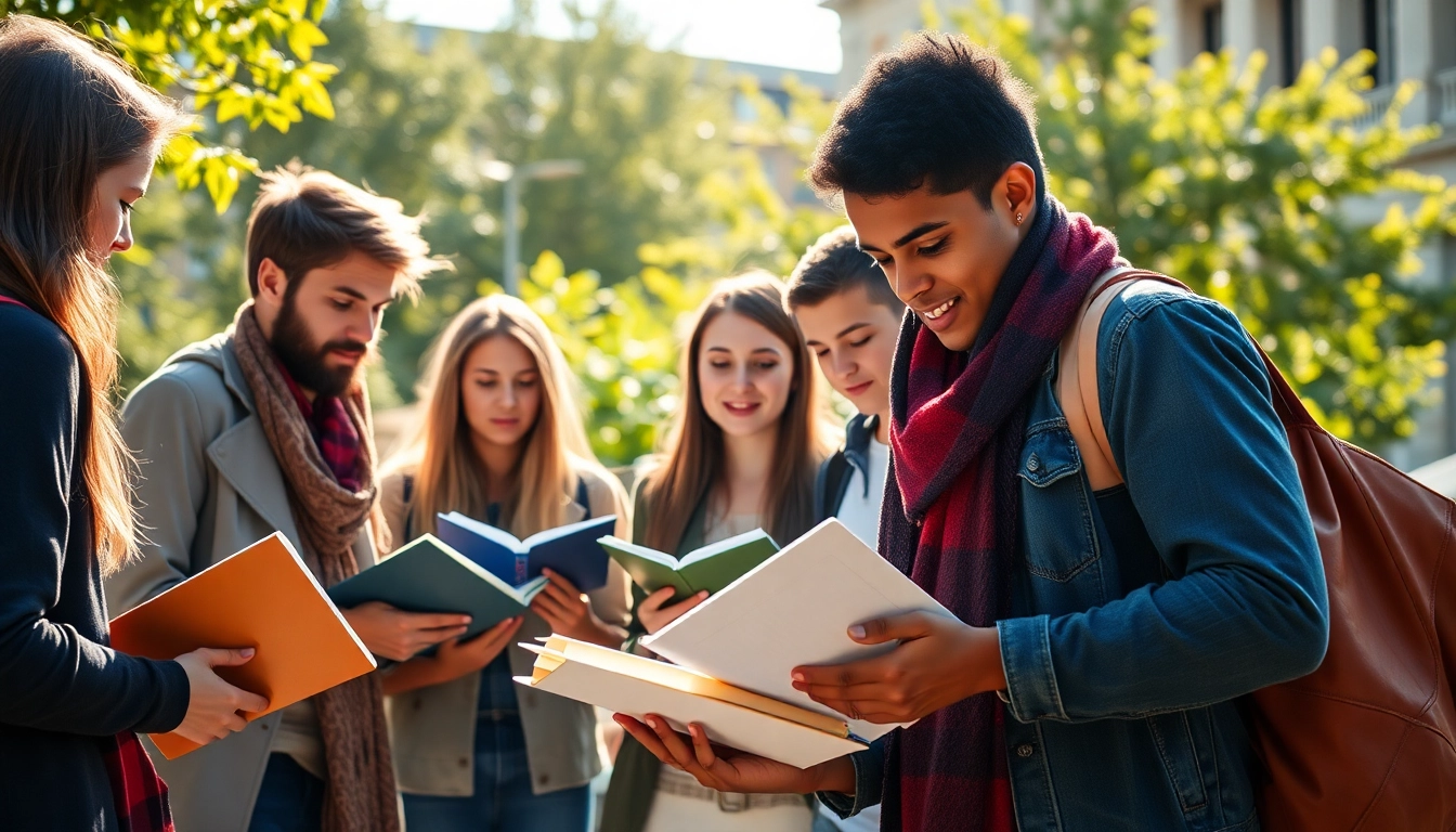 Students engaged in learning about Avrupa'da Üniversite Okumak in a sunny university setting.