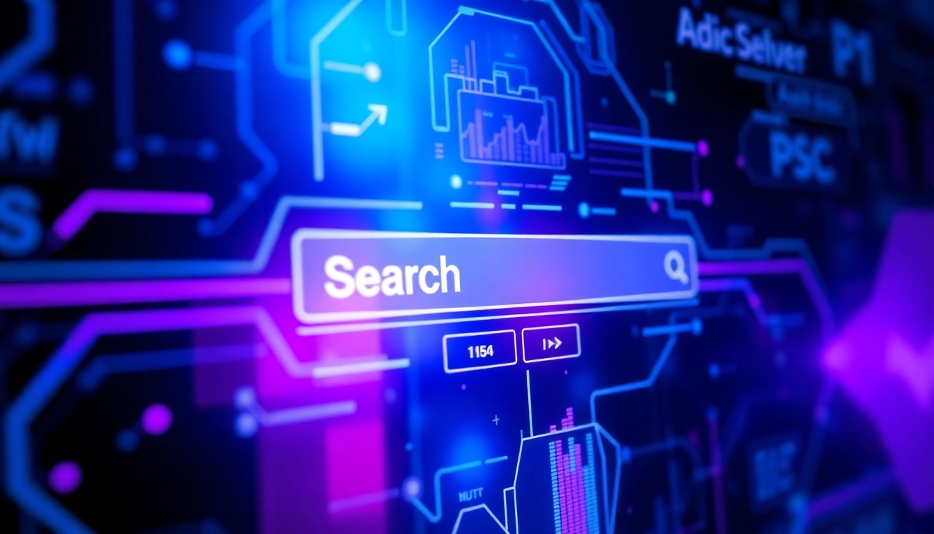 Visual representation of an AI search engine interface showcasing advanced features and a modern aesthetic.