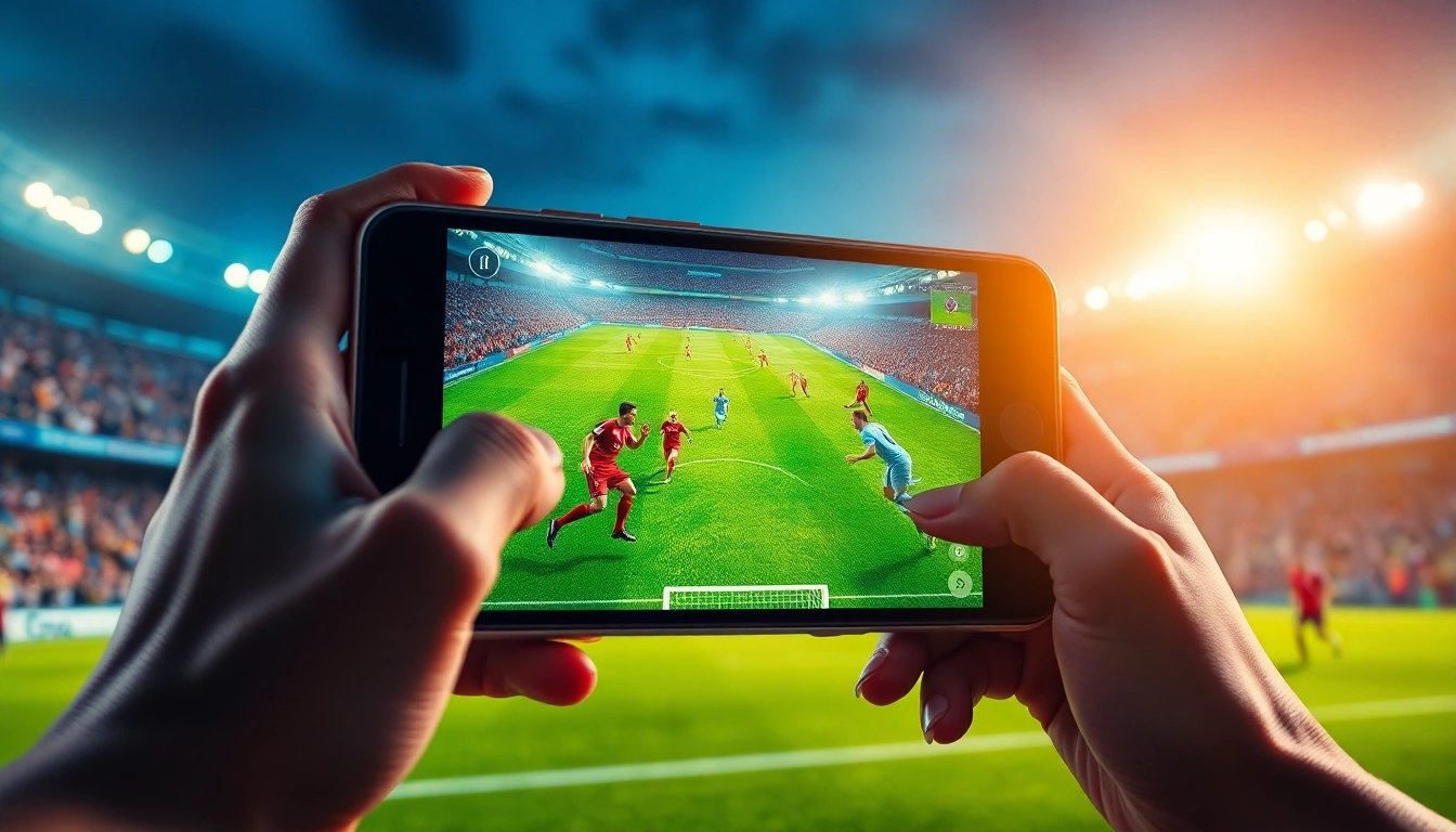 Enjoy เว็บดูบอล live streaming with exciting matches displayed on a smartphone screen.