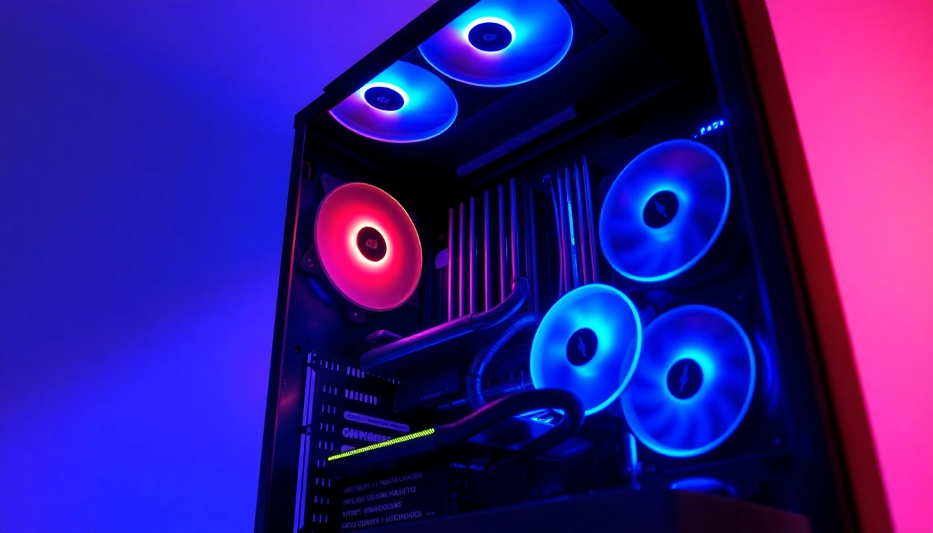 A high-tech PC CASE Manufacturer showcasing sleek, modern gaming cases with RGB lighting and innovative designs.
