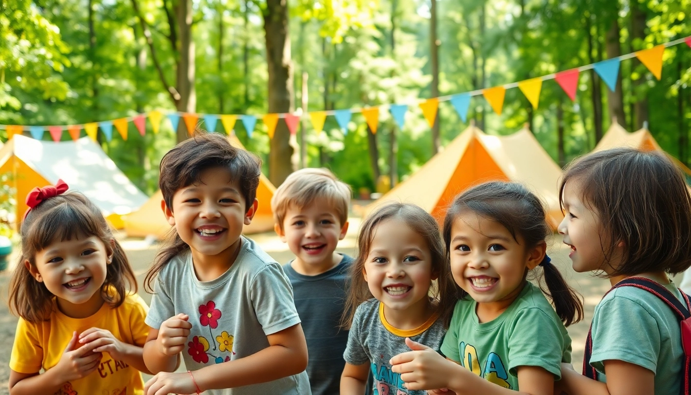 Children enjoying fun activities at holiday camps surrounded by nature.