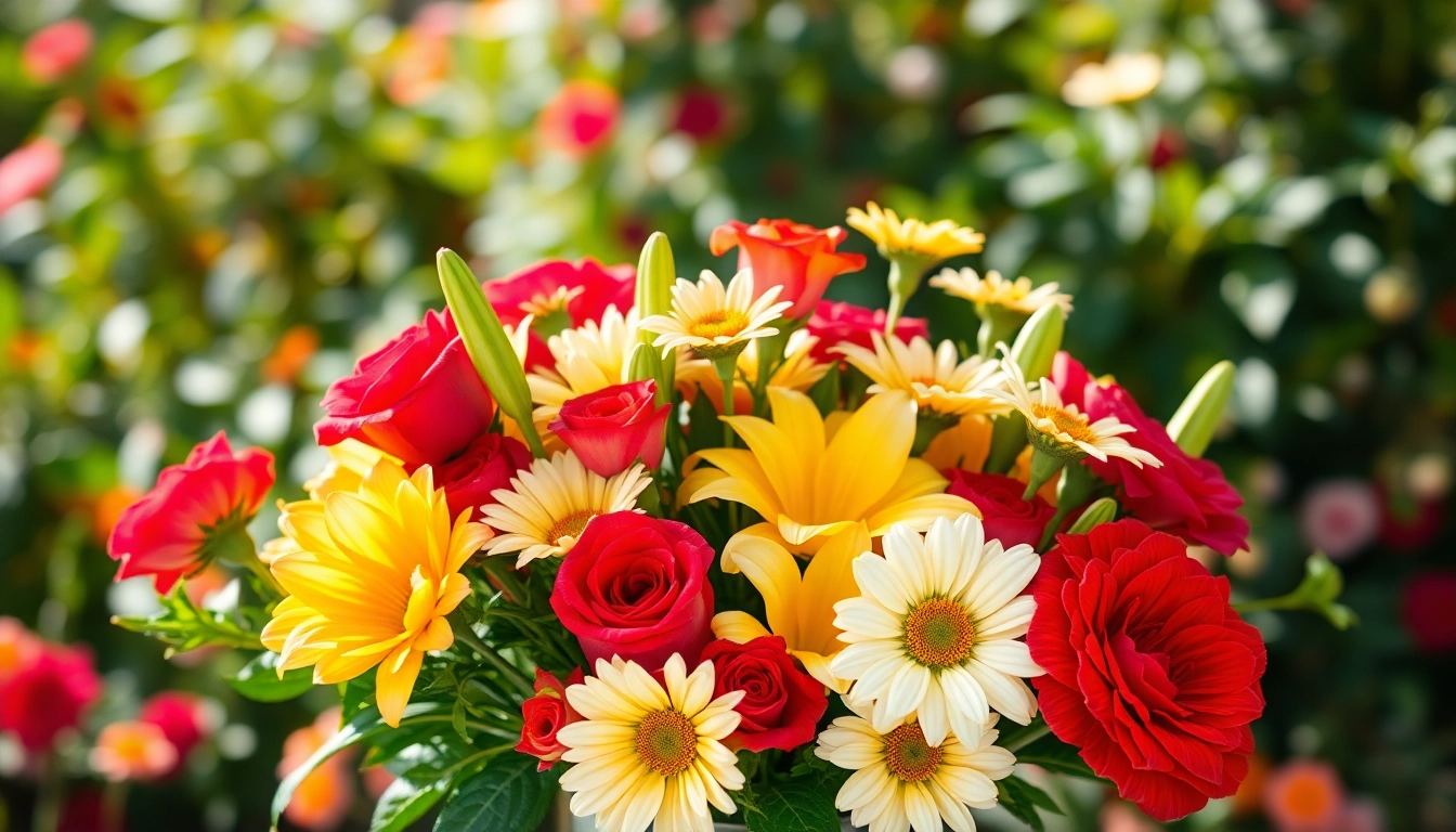 Beautiful arrangement of Irvine flowers showcasing roses, lilies, and daisies in a clear vase.