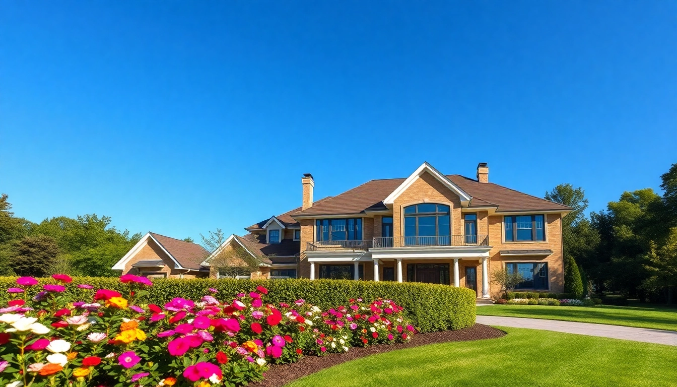 Connecticut home builders create a stunning custom home amidst a beautifully landscaped yard.