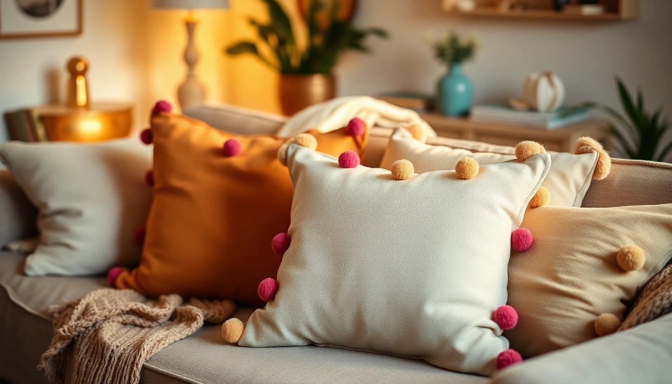 Shop pompom cushions at https://labboho.com/collections/pompom-cushion, showcasing colorful handcrafted designs.