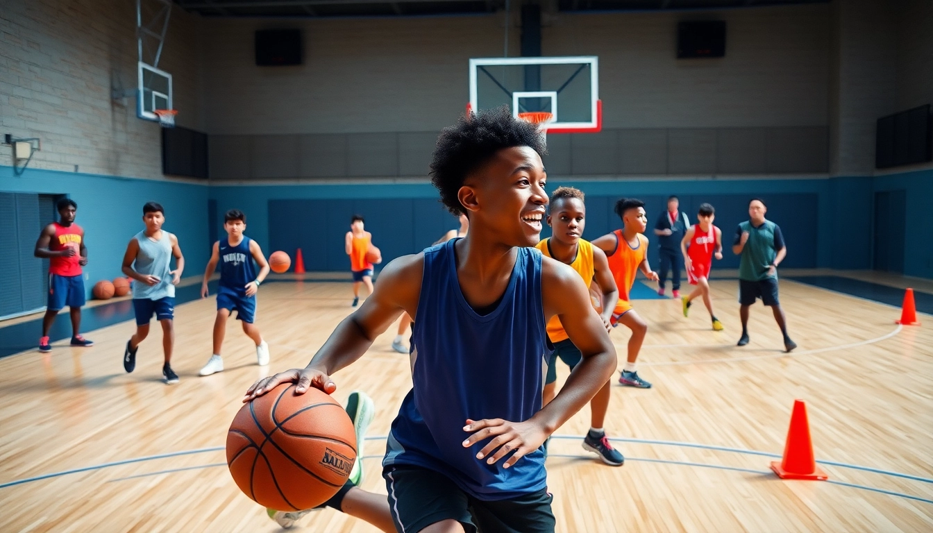 Young athletes training vigorously at Takeover Basketball Academy, enhancing their basketball skills.