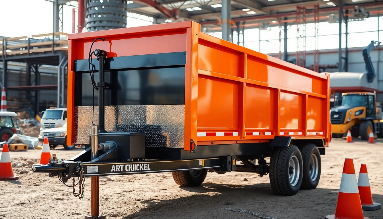 Check out this dump trailer for sale near me, designed for heavy-duty construction tasks and featuring a hydraulic lift.
