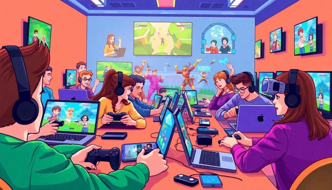 Mainkan game online dengan pemain beragam dalam suasana berenergi dan ceria.