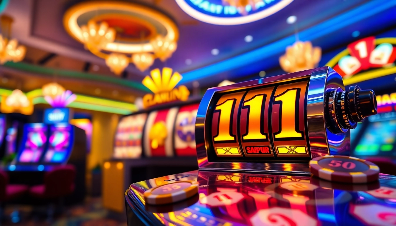 Mainkan luxury111 slot dengan mesin slot yang menampilkan grafis berwarna-warni dan suasana kasino yang mewah.
