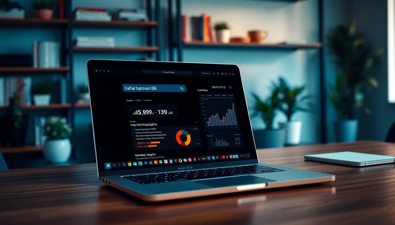 Daftar batman138 di layar laptop dengan analitis pemasaran di latar belakang.