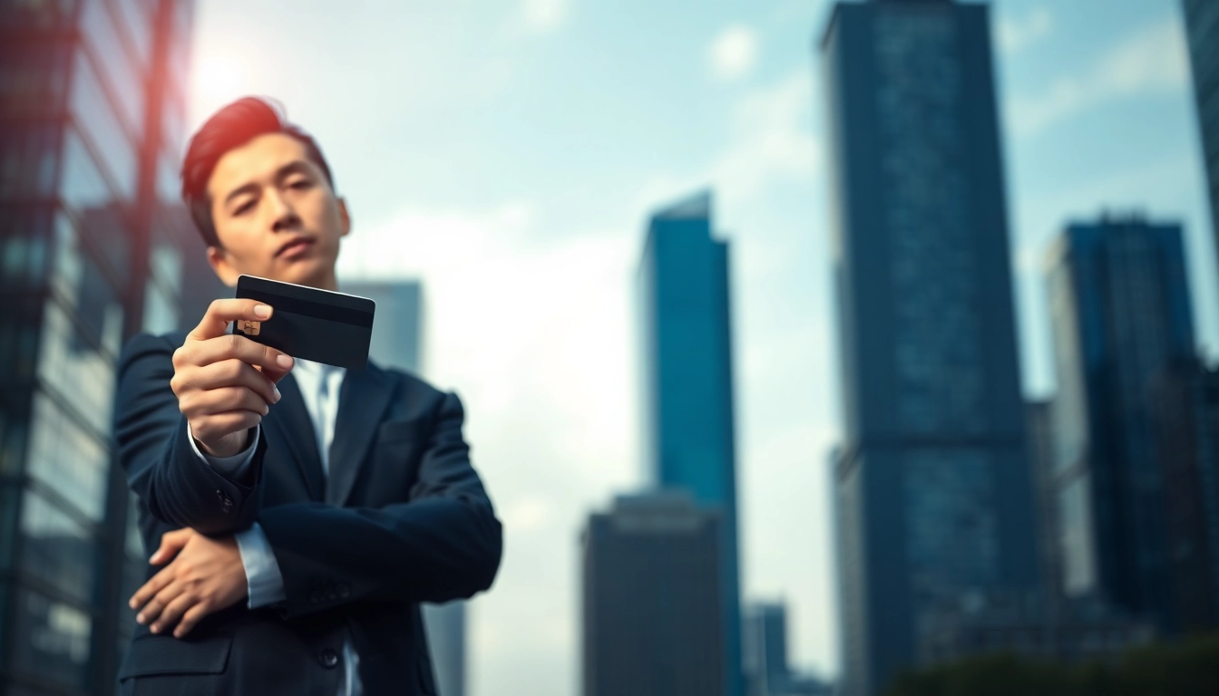 카드깡을 주제로 한 이미지로, 신용카드를 들고 있는 개인의 모습입니다.