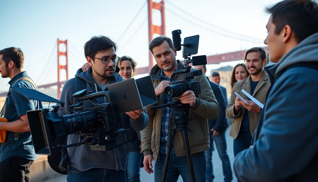 Producing video production san francisco with a professional crew working outdoors.