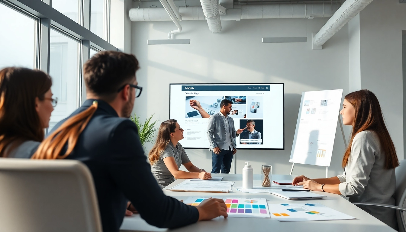 Enhance your kansas city web design with professional teamwork and creative brainstorming in a modern office.