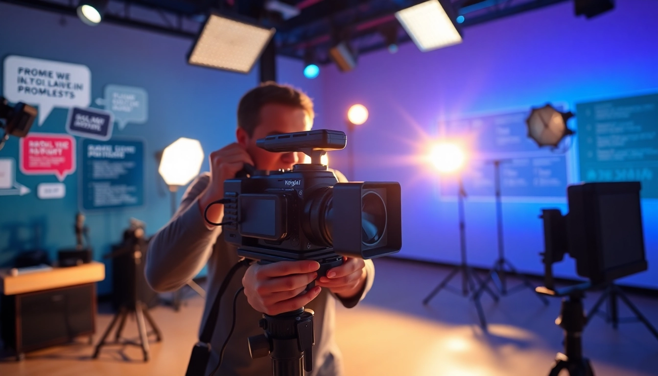 Craft stunning visuals using KlingAI Prompts with a professional videographer setting up lights.