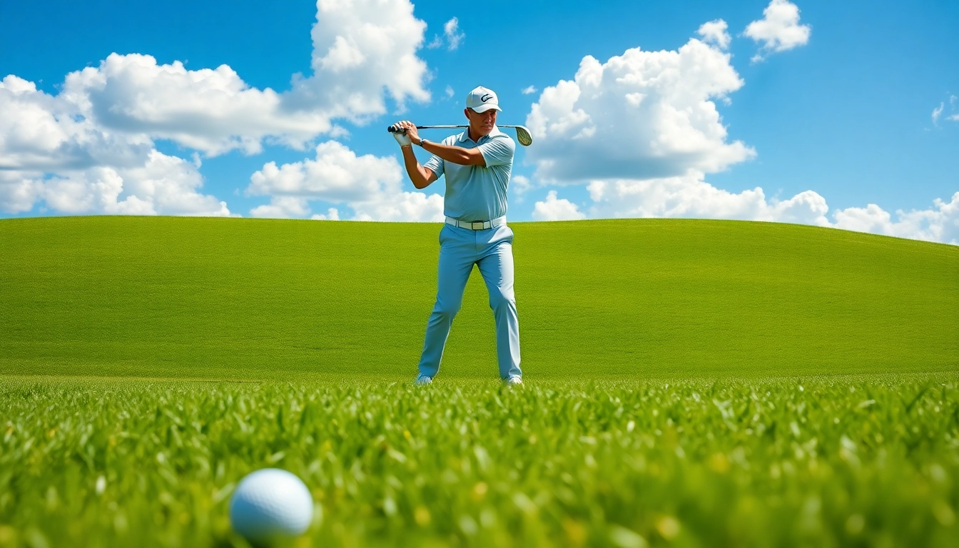 Shawn Callahan demonstrating professional golf techniques on a sunny course.
