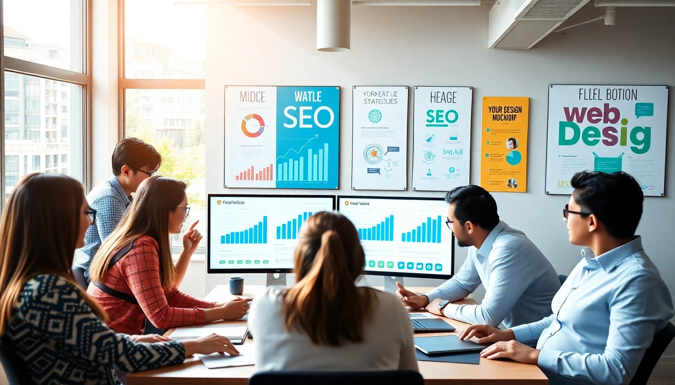 Engaged team collaboration within seo and web design companies in a modern workspace.