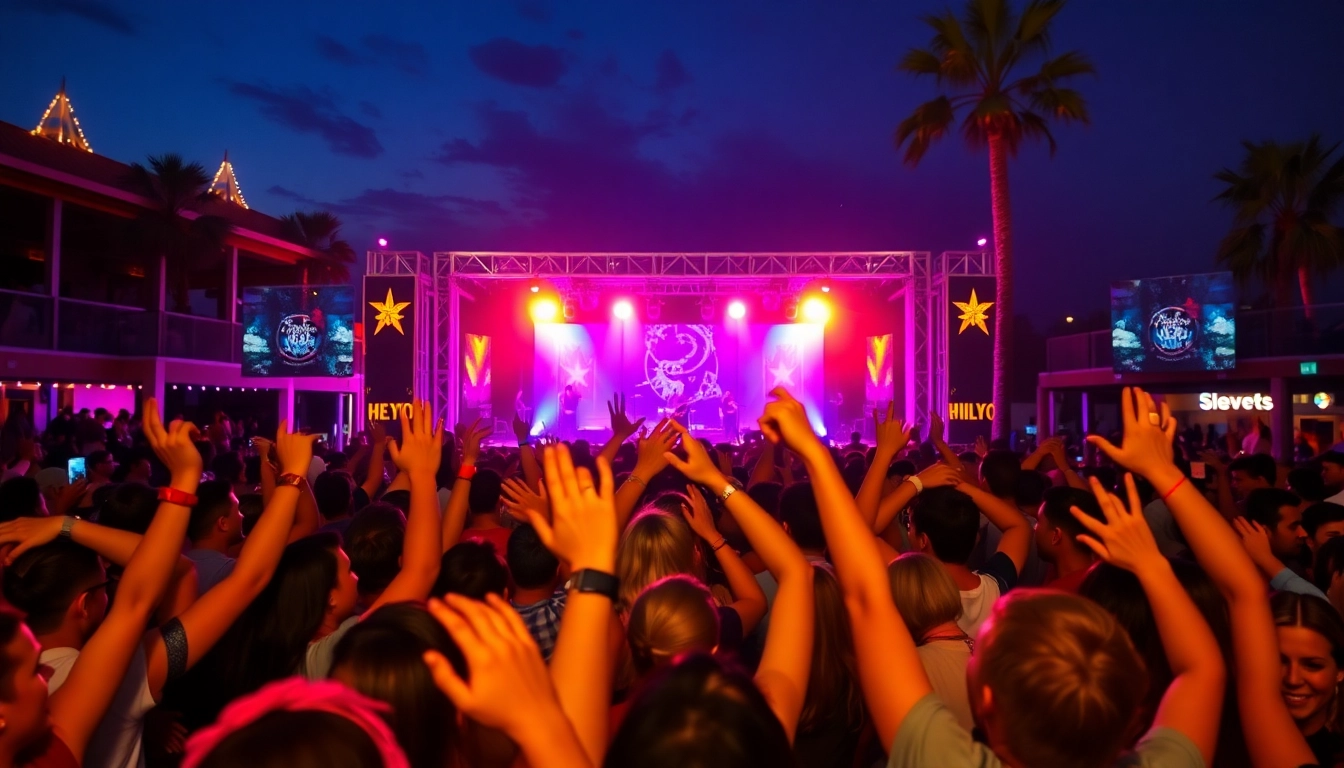 Experience vibrant henderson entertainment at an outdoor concert with an excited crowd.